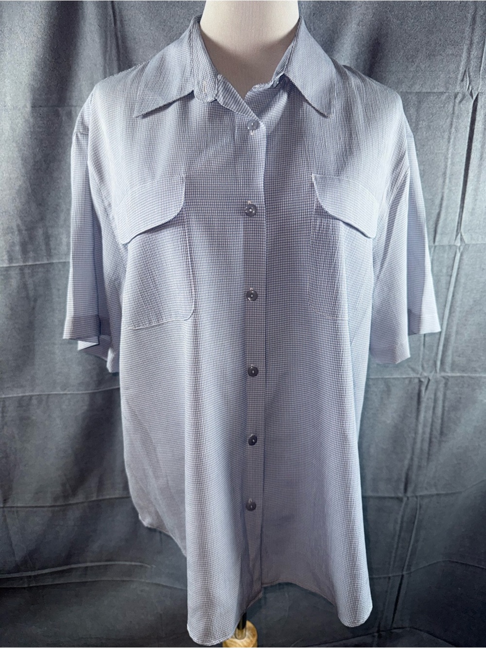 2644-Modern Essentials Relaxed Light Blue Women's Button-Down Shirt
